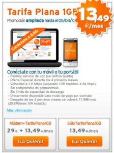 Imagen de la promoción de 1 GB de Internet móvil