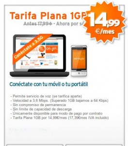 Tarifa plana de 1 giga de Simyo a 14.99