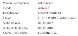 Dominio lidl-movil.es de Lidl Móvil (OMV)