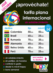 Tarifa plana internacional de Happy Móvil