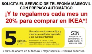 MÁSmovil regala cheques de IKEA