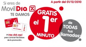 Primer minuto de llamada gratis con MovilDIA