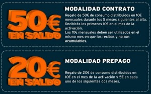 20 o 50 euros al venir de Movistar, Vodafone u Orange