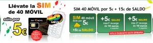 Promoción SIM OMV 40 móvil por 5 euros con 15 euros en llamadas