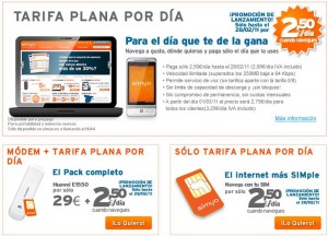 Internet móvil tarifa plana de Simyo: Nueva tarifa diaria