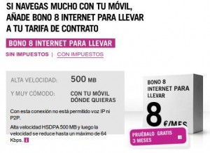 Bono 8 de Yoigo internet para llevar