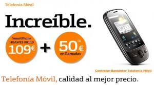 50 euros en llamadas gratis Huawei u8810