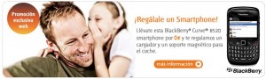 BlackBerry, cargador y soporte magnético gratis