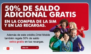 50% saldo extra gratis con Ortel Mobile