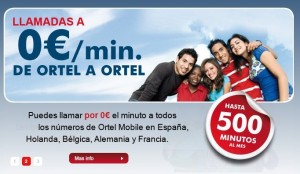 Llamadas a 0 céntimos/minuto entre Ortel Mobile