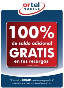 100% de saldo adicional gratis con Ortel Mobile