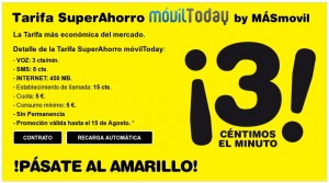 Tarifa SuperAhorro de MÁSmovil, 3 céntimos/minuto