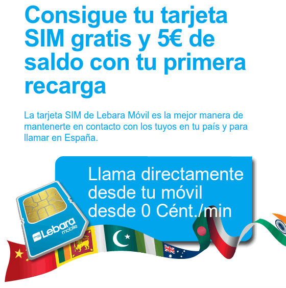 Tarjeta SIM gratis de Lebara Móvil, recargas extras gratuitas