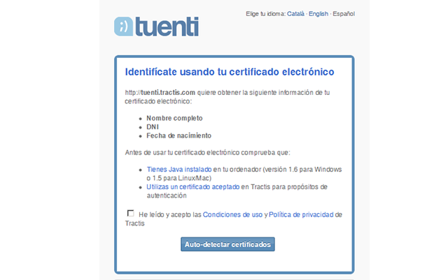 Certificado electrónico de Tu Tuenti