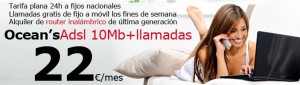 ADSL Oceans de 10 megas con llamadas