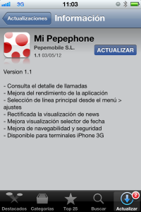 app de Pepephone mejora para iOS