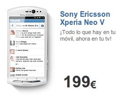 Sony Ericsson Xperia Neo V (5) no es libre con Tuenti Móvil
