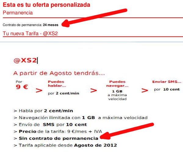 Tarifa XS2 de Vodafone, anti portabilidad OMVs Yoigo