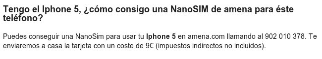 Amena nanoSIM para el iPhone5