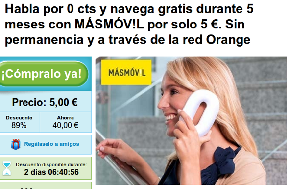 Cupón MÁSmovil de 1 GB de datos por 1 euro