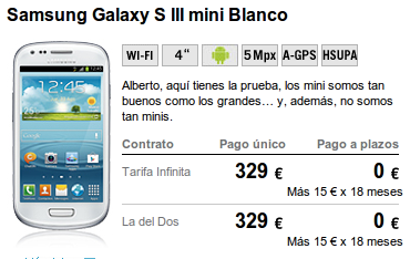 Samsung Galaxy S3 Mini de Yoigo