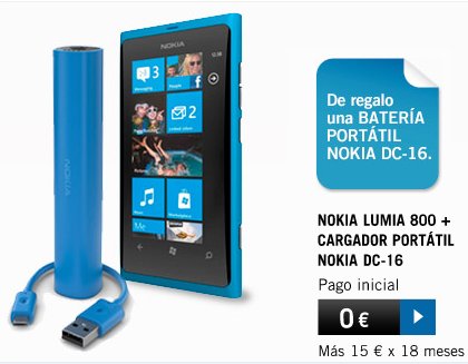 Nokia Lumia, batería portátil gratis