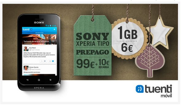 Sony Xperia Tipo prepago de 99 euros