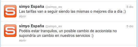 Tweet, Orange quiere comprar Simyo