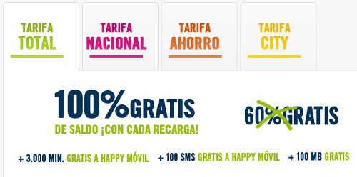 Tarifa total dobla las recargas