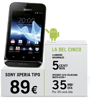 Imagen del Sony Xperia Tipo con Yoigo, smartphone barato