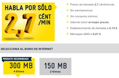 Tarifa Líder de MÁSmovil, bono de internet desde 2 euros