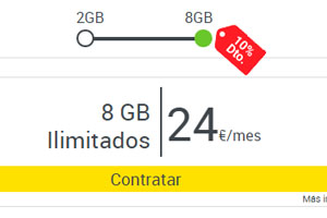 La Tarifa de 8 Gb de MásMóvil ahora se puede contratar por 24 euros