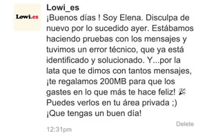 Lowi compensó con 200 megas gratis su fallo técnico del 11 de noviembre