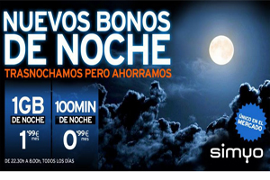 Simyo lanza los bonos de noche de 1GB a sólo 1,99 euros
