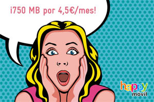 Happy Móvil y su oferta “básica” sin precedentes: 750 MB para navegar por sólo 4,5 céntimos al mes