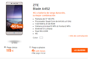 Equipos de rebaja en Simyo: ZTE Blade A452 a sólo 115 euros