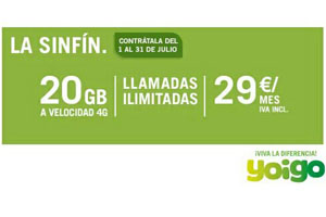 La SinFín de Yoigo vuelve con 20 Gb para este verano