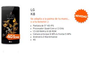 Lunes de estreno en Simyo: LG K8