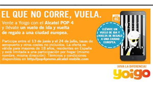 Vuela gratis con Yoigo y Alcatel