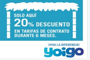 Todavía es tiempo de llevarte las mejores tarifas Yoigo de contrato con el 20% de descuento