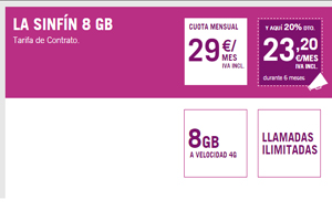 El Sinfín 8 GB de Yoigo sigue ofreciendo el 20% de descuento