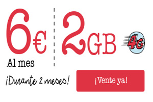 La tarifa Tú Mismo Lowi 6 euros te regala 1 GB extra durante dos meses