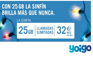 La Sinfín Yoigo ahora con 25 GB