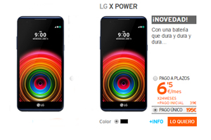 De novedad en Simyo: LG X Power a sólo 6,5 euros por mes