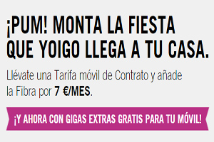 Contrata un servicio móvil Yoigo y llévate fibra para tu hogar por sólo 7 euros más al mes (más cuota de línea) 
