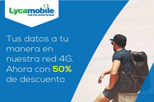 Lycamobile ofrece bono del 50% de descuento en datos 4G