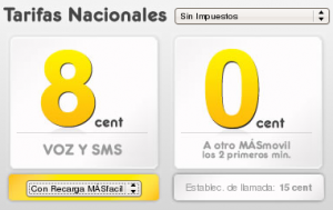 Tarifas MásMovil con recarga MásFácil