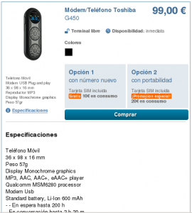 Módem USB G450 Libre con Simyo