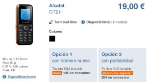 Móvil Alcatel OT211 libre con Simyo