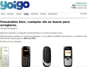 Yoigo se encuentra en mantenimiento